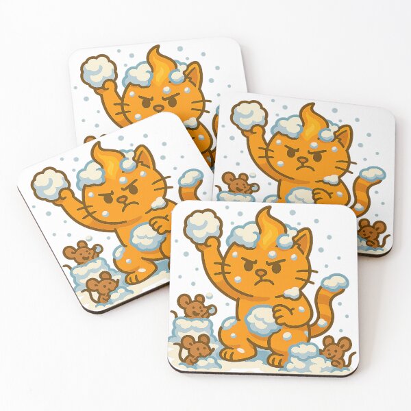 Item preview, Funny orange cat in a snowball fight – cute winter cartoon illustration designed and sold by MeowLaugh.