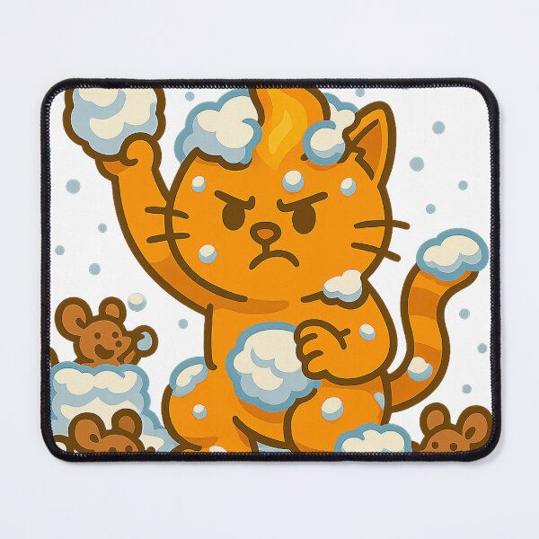 Item preview, Funny orange cat in a snowball fight – cute winter cartoon illustration designed and sold by MeowLaugh.