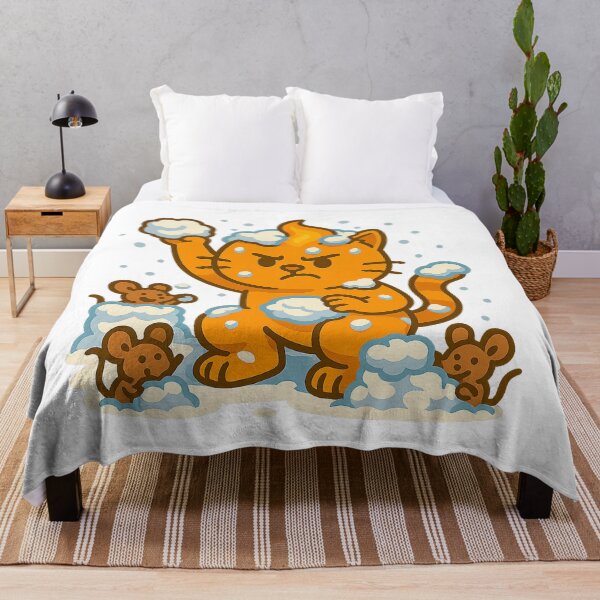 Item preview, Funny orange cat in a snowball fight – cute winter cartoon illustration designed and sold by MeowLaugh.