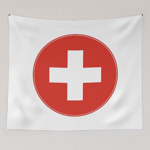Artikelvorschau, Schweiz Flagge Kreis Rot Weiß Quadrat Kreuz entworfen und verkauft von NTGUILTY.