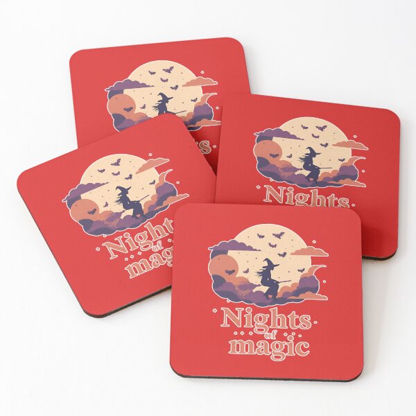 Item preview, Magical Nights: Silhouette of a Witch Flying on a Broomstick Under a Full Moon with a Dark Autumn Color Palette designed and sold by karina360.