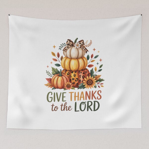 Item preview, Give Thanks to the Lord Fall Pumpkin Stack Christian Thanksgiving designed and sold by Merchrise.