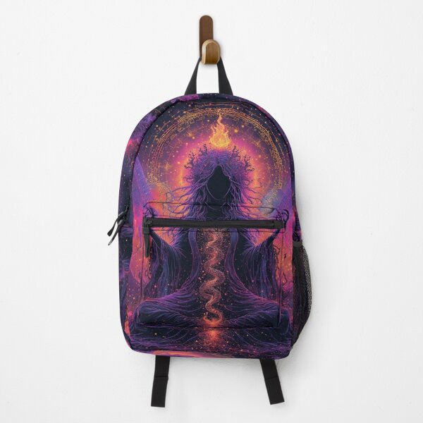 Item preview, Cosmic Meditation Goddess Art Print | Spiritual Goth Witch with Floating Guitars | Psychedelic Space Energy designed and sold by AscendedLight — Dark Fantasy & Gothic Art.
