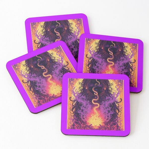 Item preview, Psychedelic Fire Goddess Art Print | Neon Occult Witch with Serpent | Vibrant Purple & Gold designed and sold by Eden Underground Radio (Official Merch).