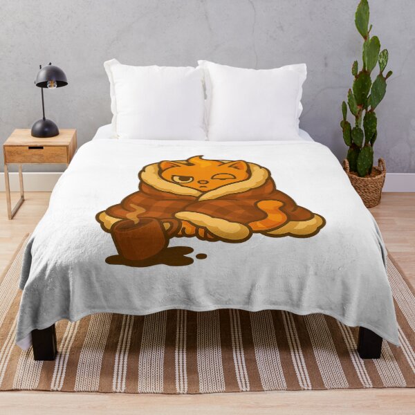 Item preview, Too Cozy to Move – Cute Orange Cat Wrapped in Blanket Cartoon designed and sold by MeowLaugh.