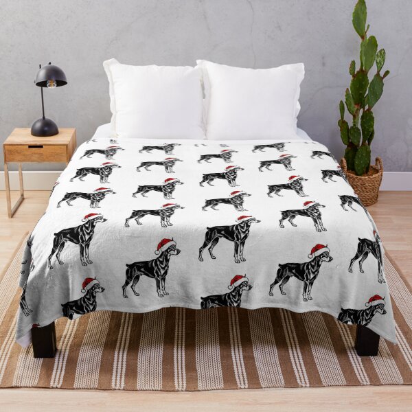 Item preview, Christmas Doberman Silhouette | Dog with Santa Hat | Black and White Holiday Art designed and sold by JollyCritters.