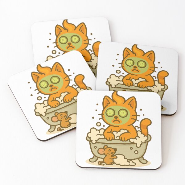 Item preview, Funny orange cat in bubble bath with face mask – self-care gone wrong cartoon designed and sold by MeowLaugh.
