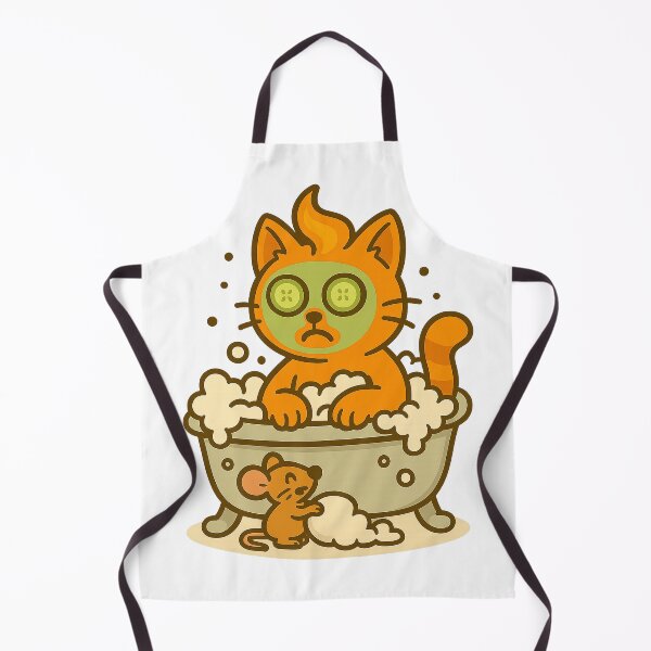 Item preview, Funny orange cat in bubble bath with face mask – self-care gone wrong cartoon designed and sold by MeowLaugh.