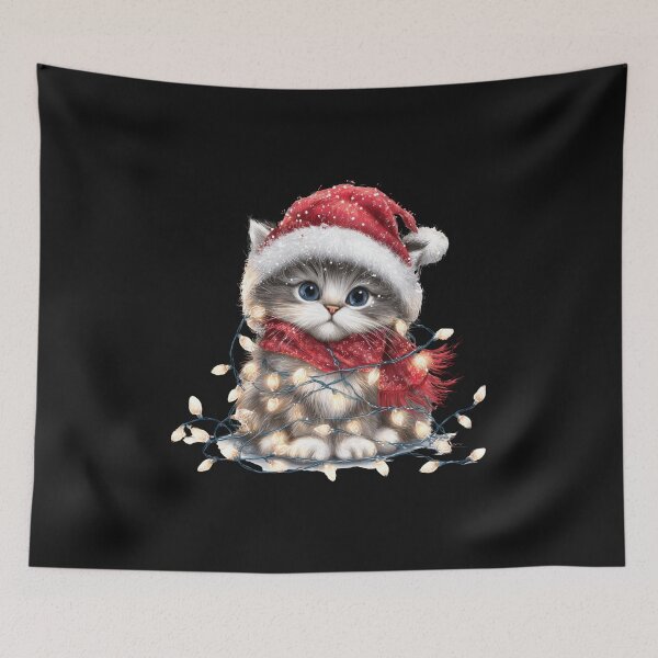 Item preview, Cute Christmas Cat Wrapped In Lights  designed and sold by facegm.