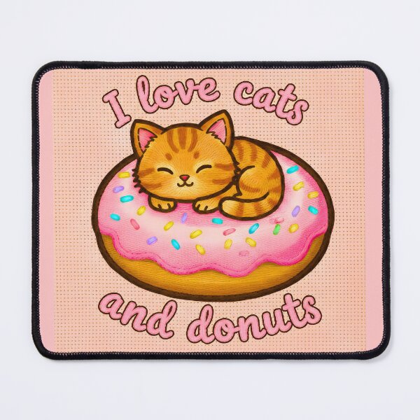 Item preview, Orange Chibi Kitten Embroidered Sleeping on Giant Kawaii Donut designed and sold by JOSTH.