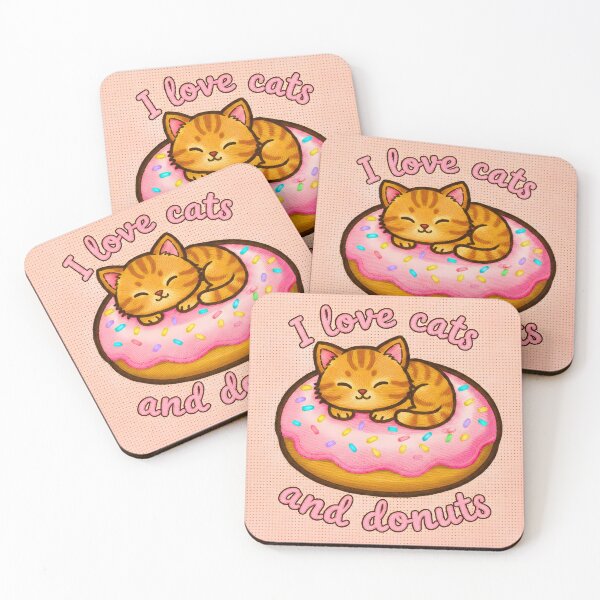 Item preview, Orange Chibi Kitten Embroidered Sleeping on Giant Kawaii Donut designed and sold by JOSTH.