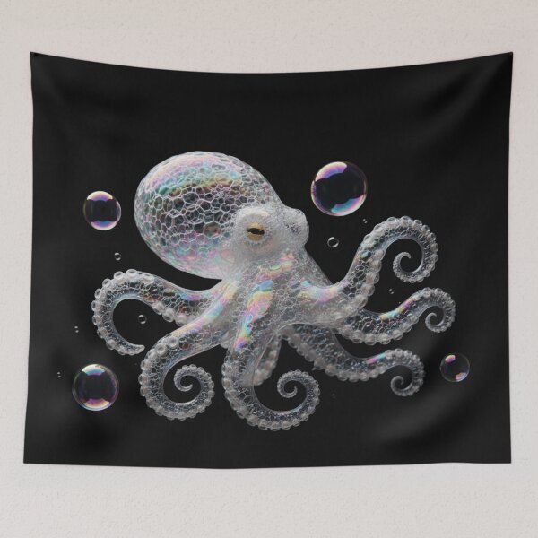 Item preview, Iridescent Bubble Octopus: Whimsical Sea Creature Fantasy Art designed and sold by Caira-Design.