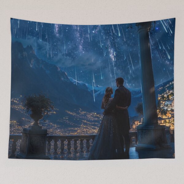 Item preview, Starfall Night Sky ACOTAR Fan Art with Feyre & Rhysand in Velaris designed and sold by theliteraryedit.