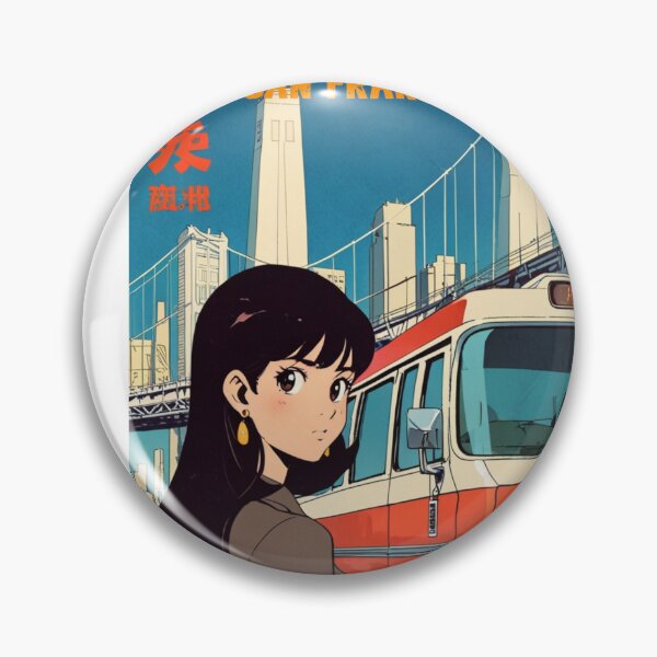 Item preview, Retro Anime Girl Cute San Francisco EE.UU Travel 80s Design designed and sold by ANIMEX00.