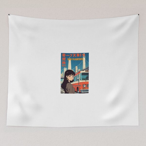 Item preview, Retro Anime Girl Cute San Francisco EE.UU Travel 80s Design designed and sold by ANIMEX00.