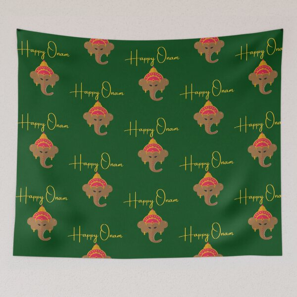 Item preview, Happy Onam Indian Festival Yellow Ganesh and Brown Elephant Souvenir Gift idea for India Lovers Clas designed and sold by ABWframk.