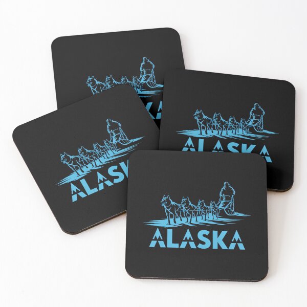 Item preview, Alaska Sled Dogs Mushing Team Snow Sledding Mountain Scene designed and sold by PunkNation-Arts.