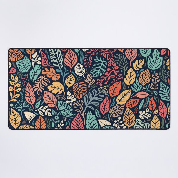Item preview, Vibrant Colors Fallen Leaves Art Botanical Pattern on Dark Background designed and sold by Caira-Design.