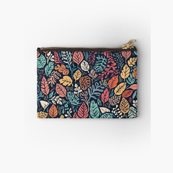 Item preview, Vibrant Colors Fallen Leaves Art Botanical Pattern on Dark Background designed and sold by Caira-Design.