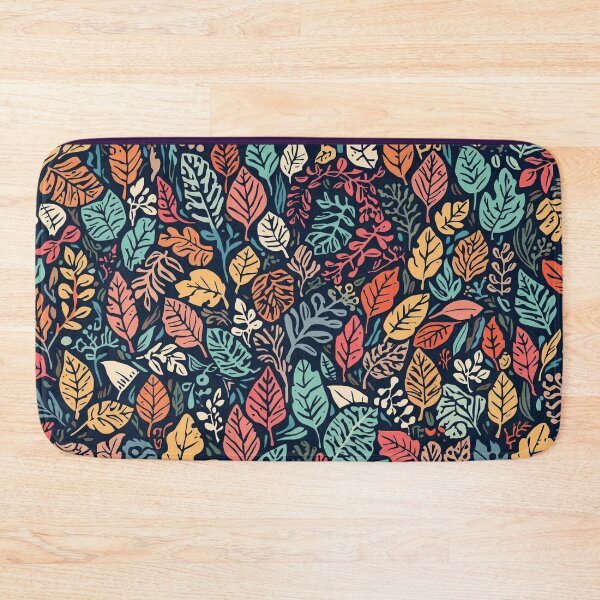 Item preview, Vibrant Colors Fallen Leaves Art Botanical Pattern on Dark Background designed and sold by Caira-Design.