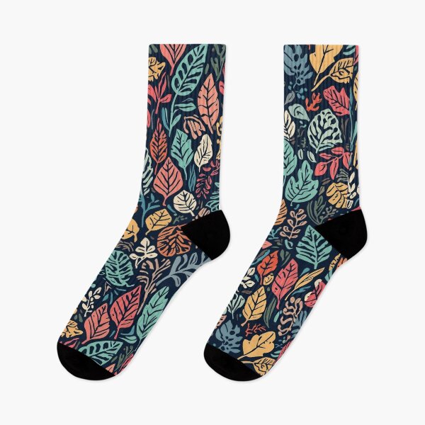 Item preview, Vibrant Colors Fallen Leaves Art Botanical Pattern on Dark Background designed and sold by Caira-Design.
