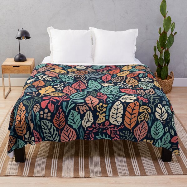 Item preview, Vibrant Colors Fallen Leaves Art Botanical Pattern on Dark Background designed and sold by Caira-Design.