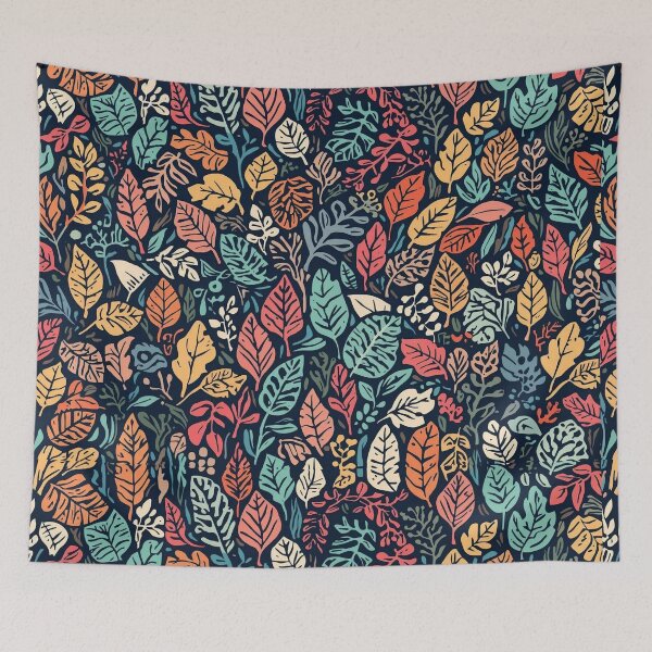 Item preview, Vibrant Colors Fallen Leaves Art Botanical Pattern on Dark Background designed and sold by Caira-Design.