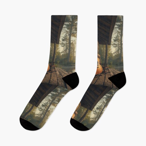 Item preview, Acoustic Guitar Porch View | Lakeside Retreat for the Country Music Soul designed and sold by Eden Underground Radio (Official Merch).
