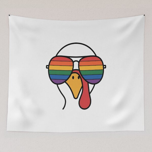 Item preview, Gay Turkey Face LGBT Thanksgiving Rainbow Pride Flag Cute designed and sold by VladoZork.