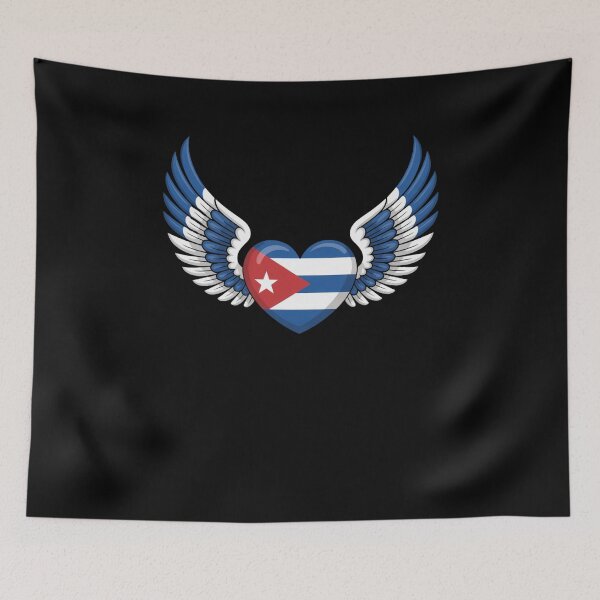 Item preview, Cuban Heart with Angel Wings in Flag Colors designed and sold by snowry.