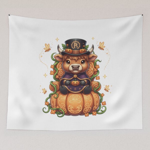 Item preview, Adorable Baby Ox Wizard on Jack-O-Lantern Throne designed and sold by DisignByPrince.