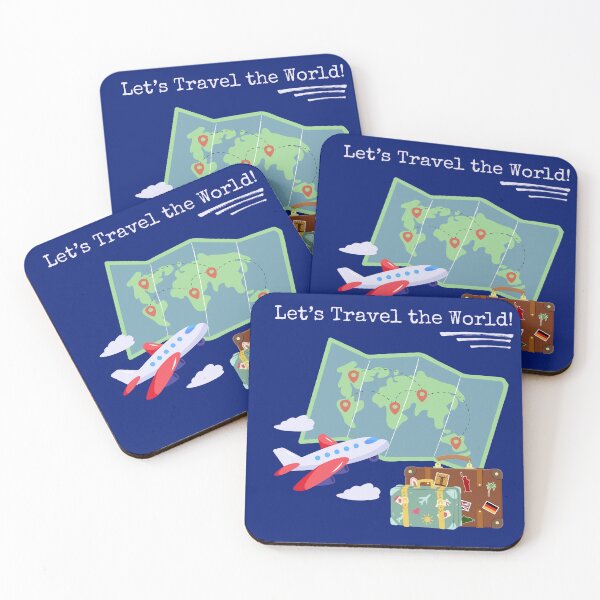 Item preview, Travel the World Map, Plane, Suitcases designed and sold by Sailing Llamas.