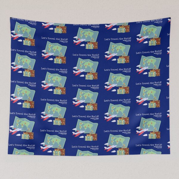Item preview, Travel the World Map, Plane, Suitcases designed and sold by Sailing Llamas.