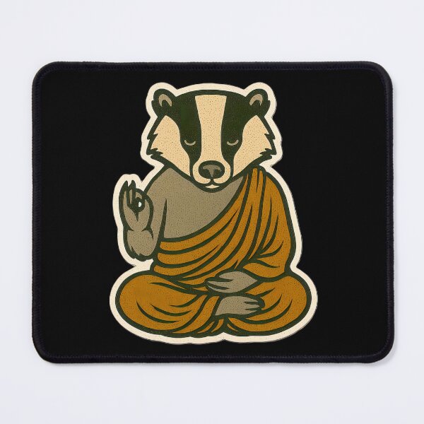Item preview, Cute Zen Animal Meditation Buddha Art: Badger designed and sold by PinUpPizzazz.