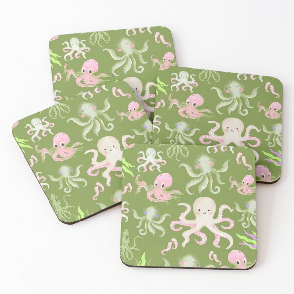 Item preview, Octopus and seaweed of green designed and sold by andrasdesignssss.