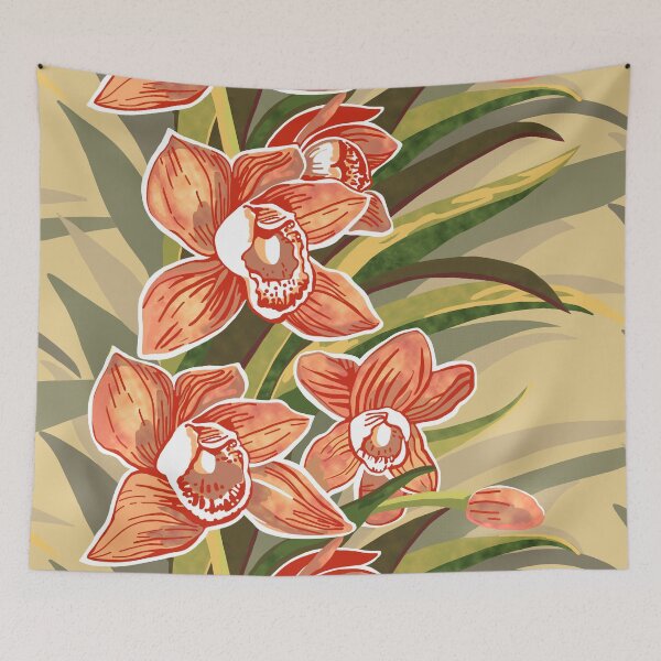 Item preview, Garlands of Orange Cymbidium Orchid designed and sold by Linda Maliuana.
