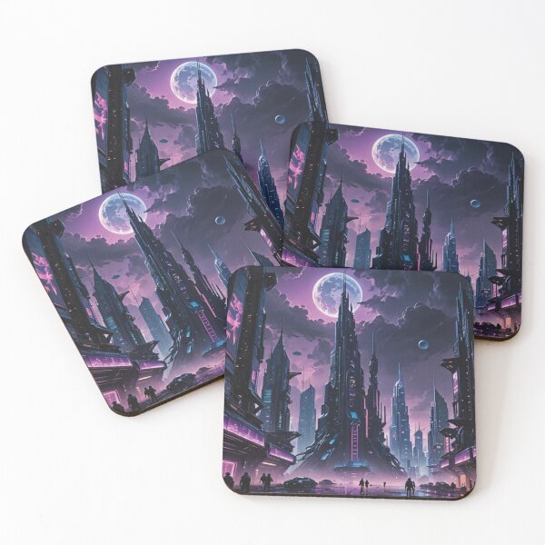 Item preview, Futuristic City Under a Purple Moon designed and sold by jrsloa.
