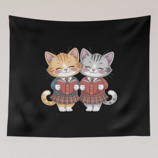Item preview, Cheerful Whimsical Orange Kitties Reading Burns Night Poems designed and sold by ticlitule.