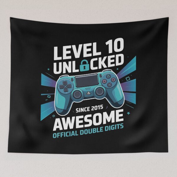 Item preview, Level 10 Unlocked Awesome Since 2015 10th Birthday Gaming 3 designed and sold by khorbiasieno.