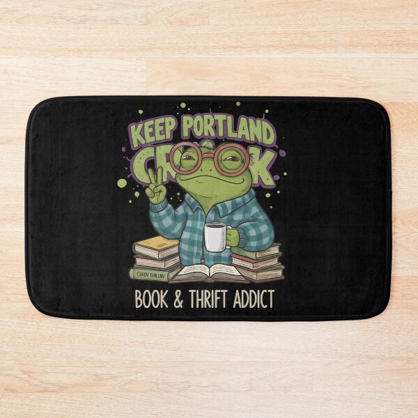 Item preview, Keep Portland Croak! Book & Thrift Addict Frog | Hipster Reader PDX designed and sold by Sitred123.