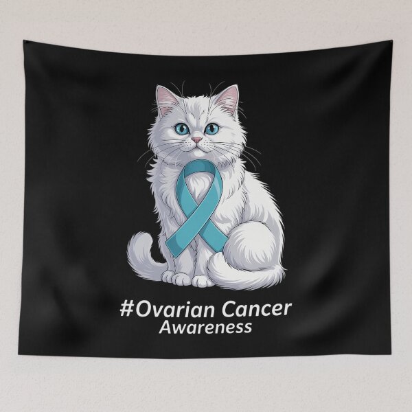 Item preview, Ovarian Cancer Awareness Month Ribbon Cat Lovers designed and sold by DoorwayThreads.