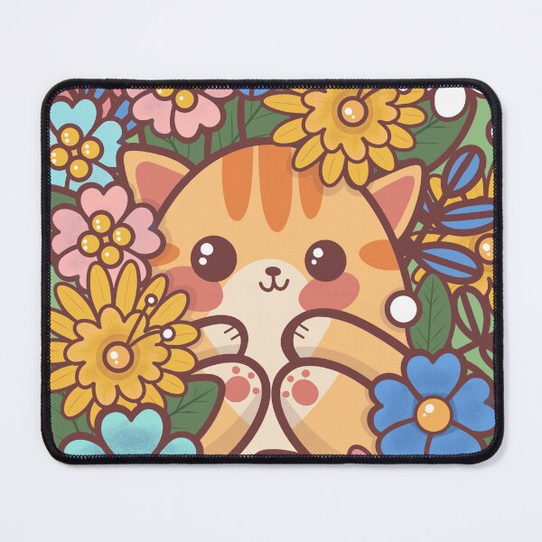 Item preview, Cute Kawaii Cat in the flowerbed designed and sold by Dorcidesigns.