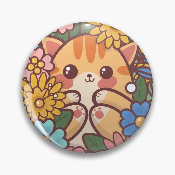 Item preview, Cute Kawaii Cat in the flowerbed designed and sold by Dorcidesigns.