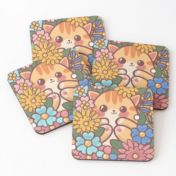 Item preview, Cute Kawaii Cat in the flowerbed designed and sold by Dorcidesigns.