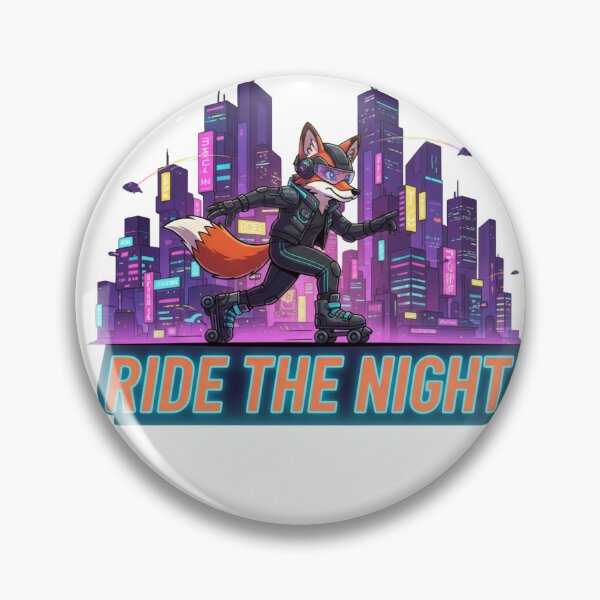 Item preview, Neon Skatefox – Ride the Night Cyberpunk Cartoon Illustration designed and sold by Happyfreedom.