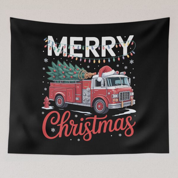 Item preview, Fire Truck Xmas Tree Fireman Firefighter Merry Christmas designed and sold by ValerieRodrigue.