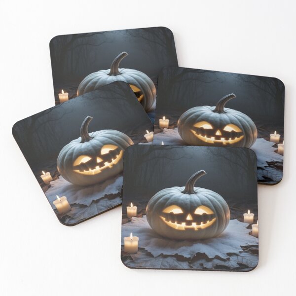 Item preview, Haunted Glow – White Jack-o'-Lantern in Frosted Forest Design designed and sold by Cristhian Almanza.