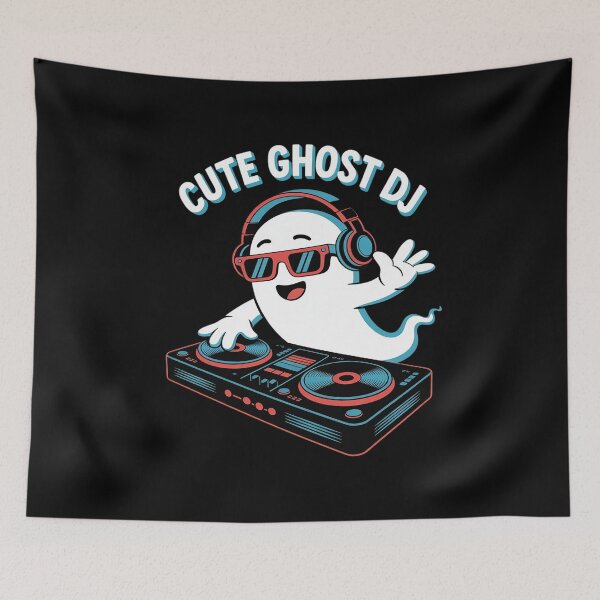 Item preview, Colorful EDM ghost DJ Funny Vaporwave Halloween music designed and sold by August4Laughs25.