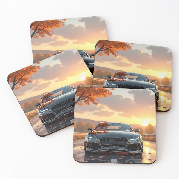 Item preview, Luxury sports car in autumn – Anime art style – front view designed and sold by Salimgor Hangaround Music.