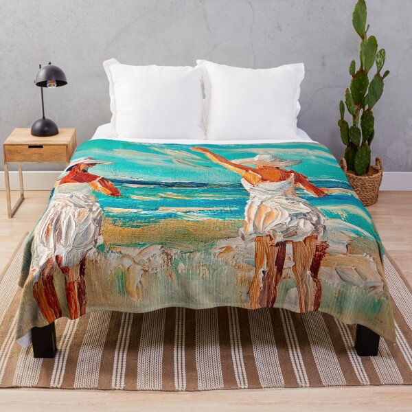 Item preview, Two Women at the Shore – Coastal Impressionist Beach Scene designed and sold by Michael van der Hoorn.